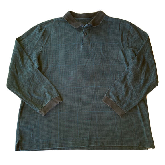 Haggar Other - Haggar Shirt Sz XL Long Sleeve Polo Teal Black Collared Casual Autumn Comfy Mens